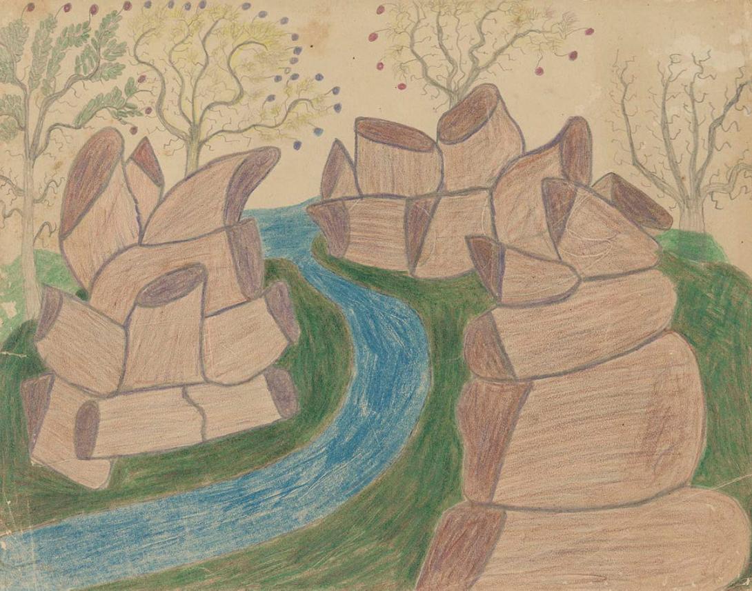 Artwork (Creek) this artwork made of Coloured pencil and graphite on paper