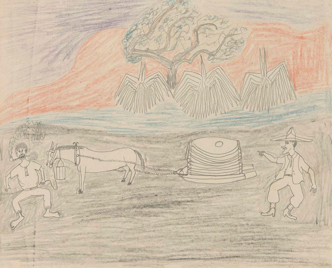 Artwork (Aboriginal station hand) this artwork made of Coloured pencil and graphite on paper