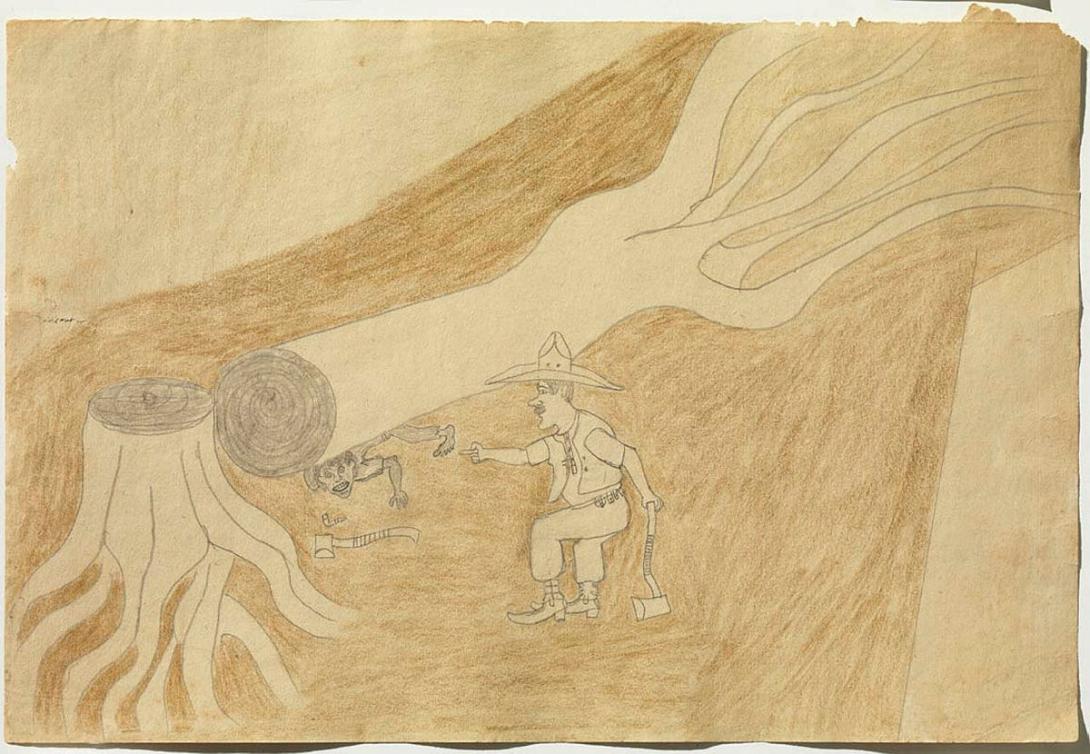 Artwork (Aboriginal station hand) this artwork made of Coloured pencil and graphite on paper