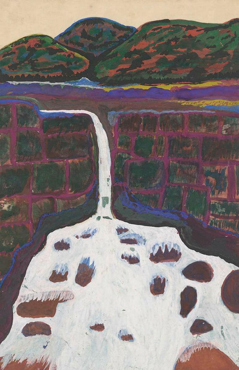 Artwork (Waterfall) this artwork made of Gouache on paper