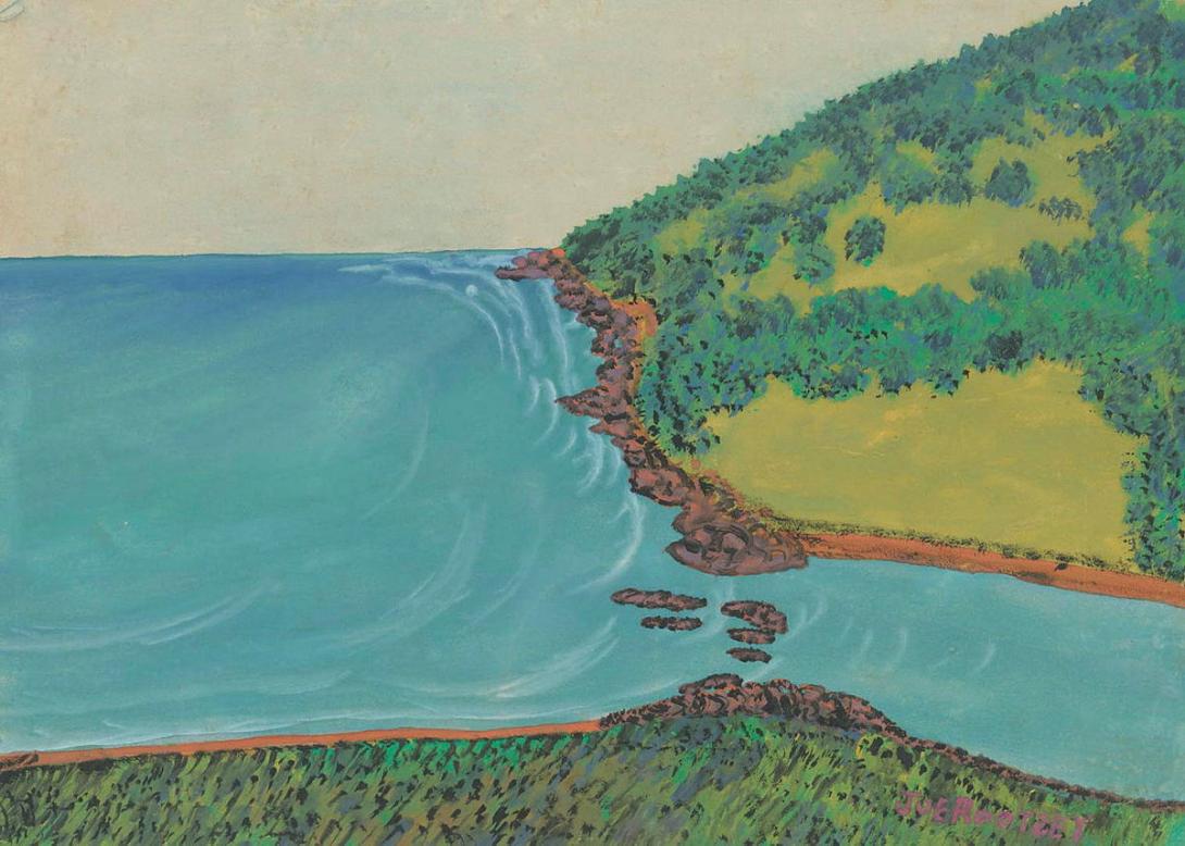 Artwork (Coastal landscape) this artwork made of Gouache on paper