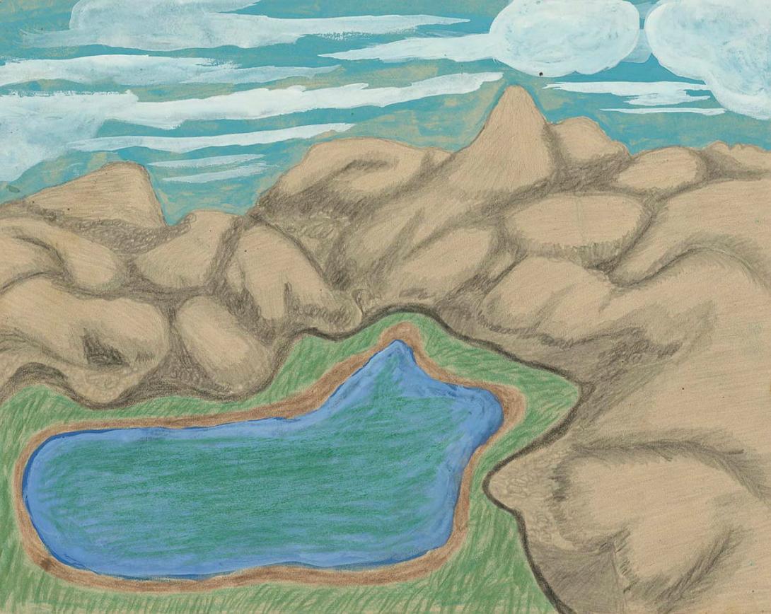 Artwork (Landscape) this artwork made of Coloured pencil and gouache on paper