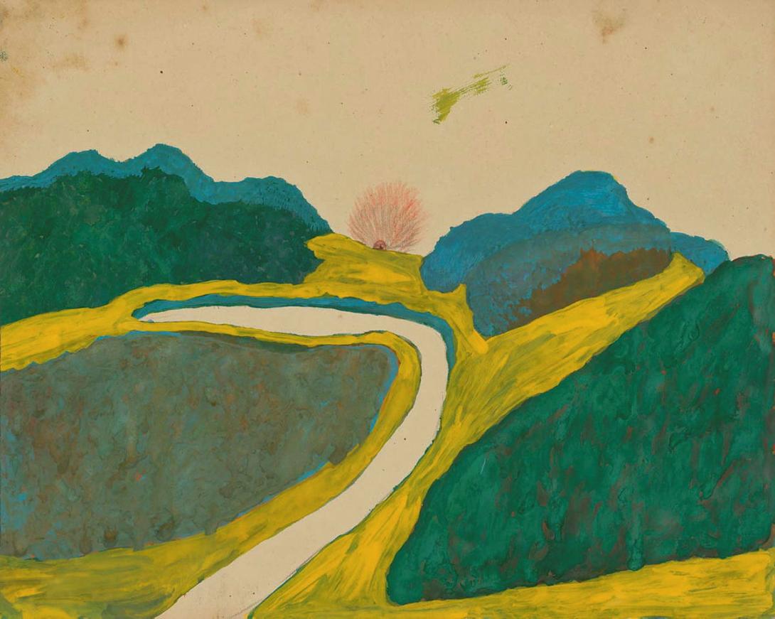 Artwork (Landscape) this artwork made of Coloured pencil and gouache on paper