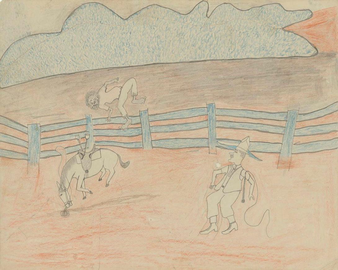 Artwork (Aboriginal station hand) this artwork made of Coloured pencil and graphite on paper