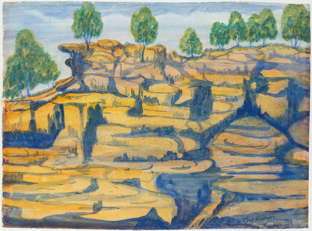 Artwork (Escarpment) this artwork made of Watercolour on paper, created in 1959-01-01