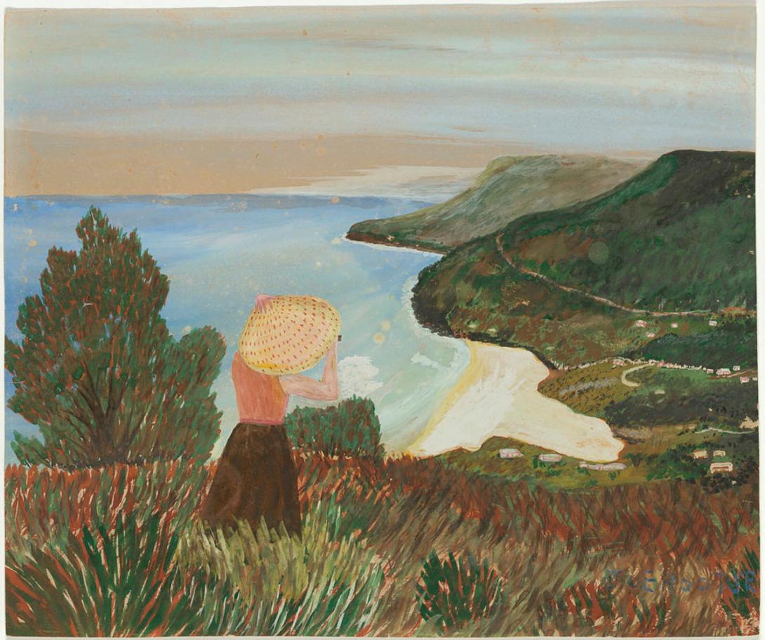 Artwork (Looking over Cooktown) this artwork made of Watercolour and gouache on paper, created in 1958-01-01