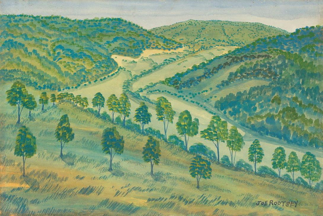 Artwork (Green landscape) this artwork made of Watercolour on paper, created in 1959-01-01