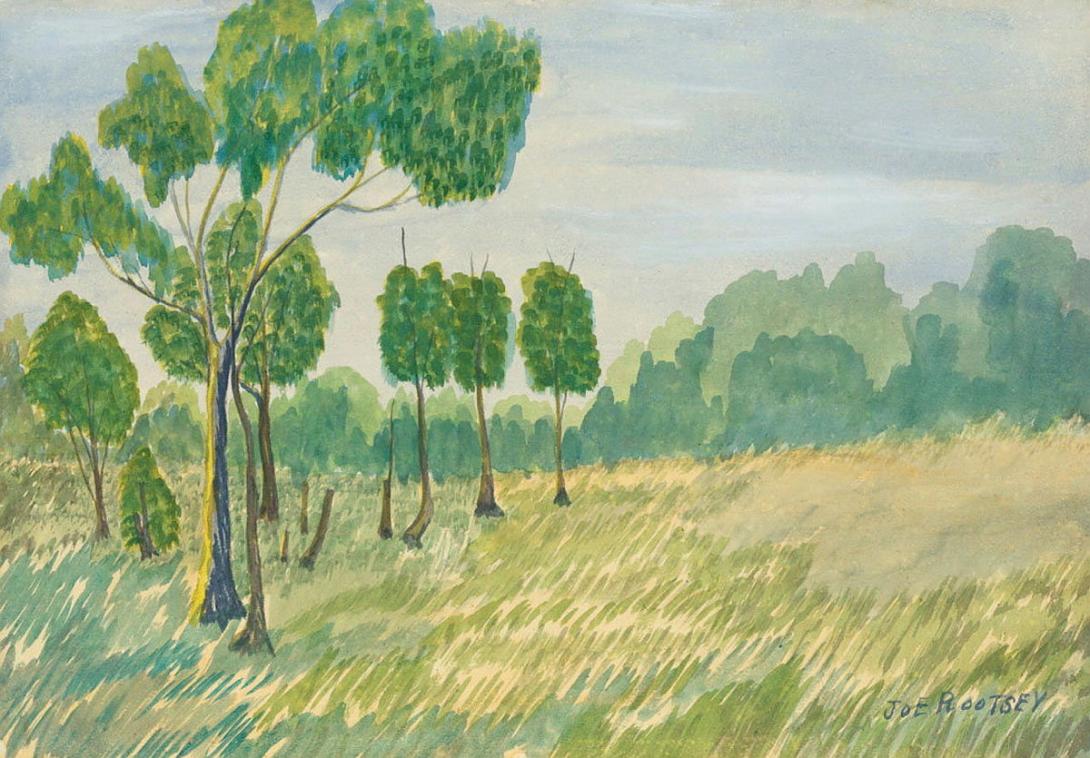 Artwork (Stand of trees) this artwork made of Watercolour on paper, created in 1959-01-01