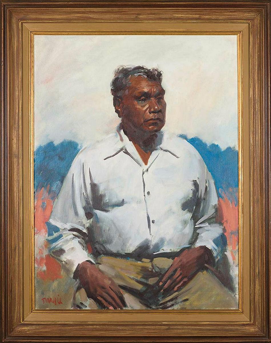 Artwork Portrait of Albert Namatjira this artwork made of Oil on canvas, created in 1956-01-01