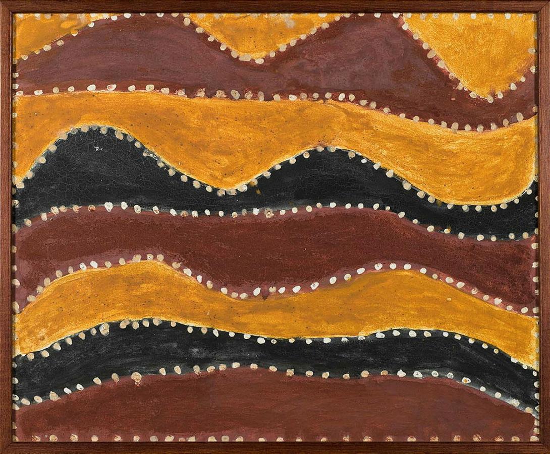 Artwork Kimberley landscape this artwork made of Natural pigments on canvas board, created in 1988-01-01