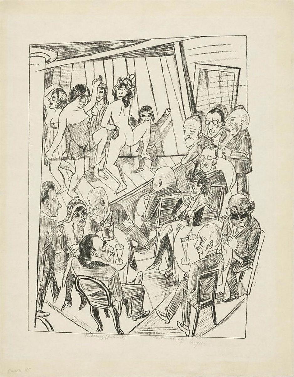 Artwork Nackttanz (Striptease) from 'Berliner Reise (Trip to Berlin)' this artwork made of Lithograph, created in 1922-01-01