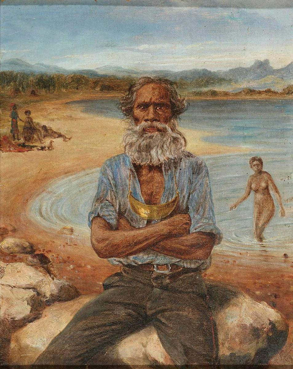 Artwork King Sandy (Kerwalli) of Moreton Bay this artwork made of Oil on canvas