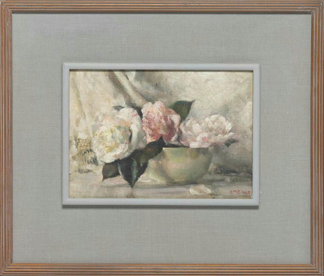 Artwork Camelias this artwork made of Oil on canvas board