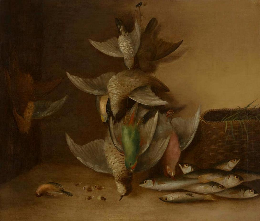 Artwork Still life with game this artwork made of Oil on canvas, created in 1838-01-01
