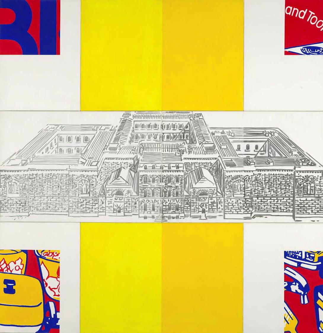 Artwork Surveillance and Punishment (Newgate) this artwork made of Synthetic polymer paint on canvas, created in 1987-01-01