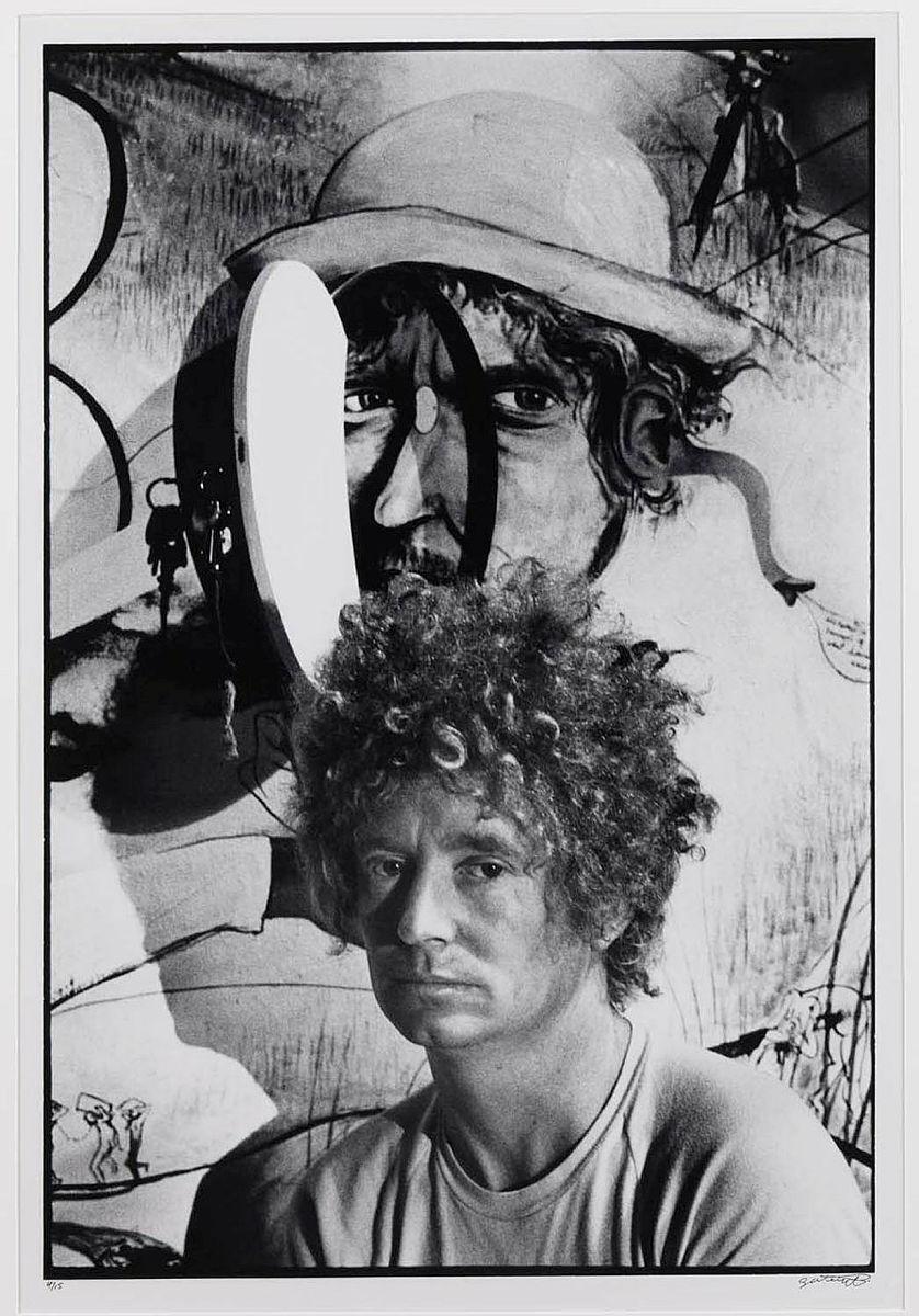 Artwork (Portrait of Brett Whiteley) this artwork made of Gelatin silver photograph on paper, created in 1971-01-01