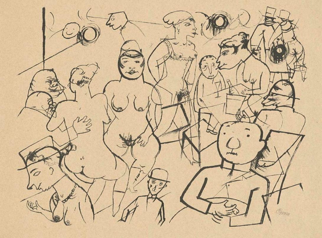 Artwork Nacht-café (für Dr Benn) (Night cafe (for Dr Benn)) this artwork made of Lithograph on paper, created in 1918-01-01