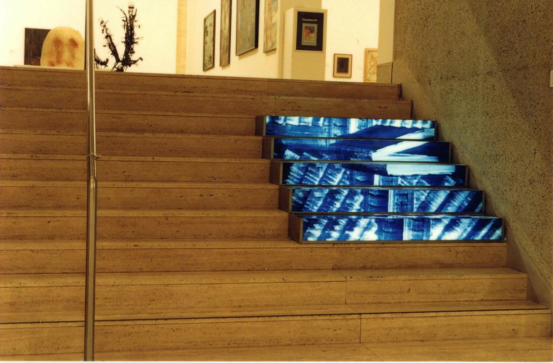 Artwork Steps to a disintegration this artwork made of Assemblage of photographic transparencies, illuminated, on perspex and steel boxes, created in 1991-01-01