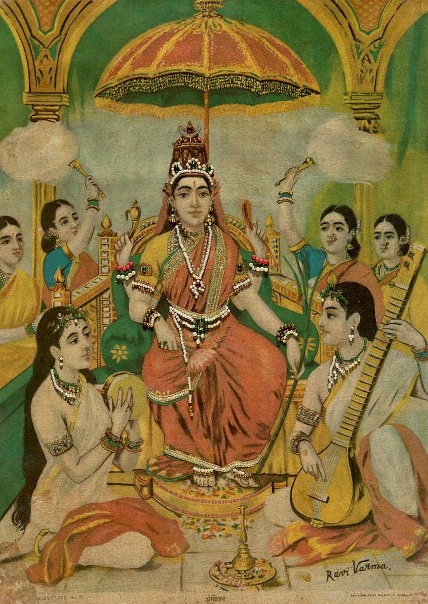 Artwork Ambika this artwork made of Oleograph with Moti embellishment , created in 1894-01-01