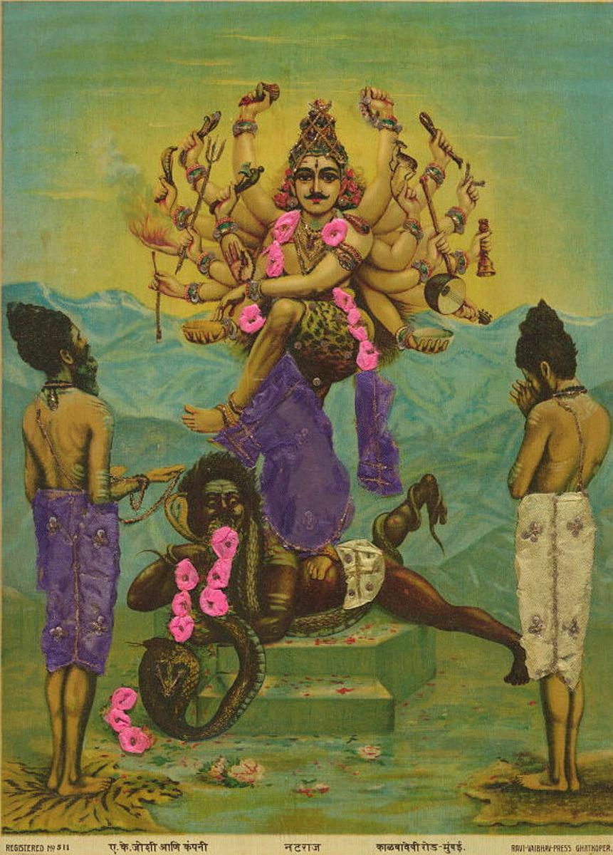 Artwork Natraaj this artwork made of Oleograph with Zardosi embroidery, created in 1894-01-01