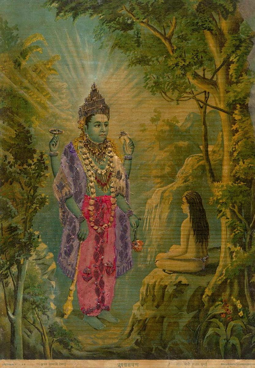 Artwork Dhruvnarain this artwork made of Oleograph with Zardosi embroidery, created in 1894-01-01