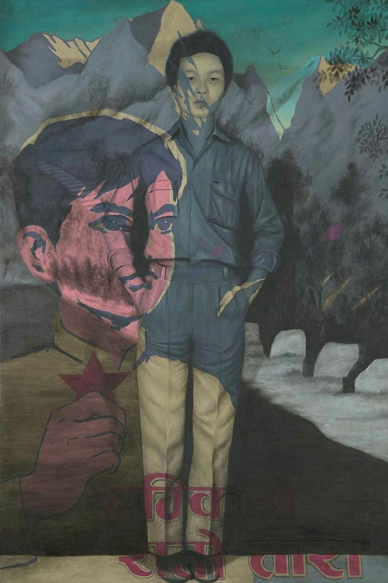 Artwork Drifting Toward the Red Star this artwork made of Oil on canvas