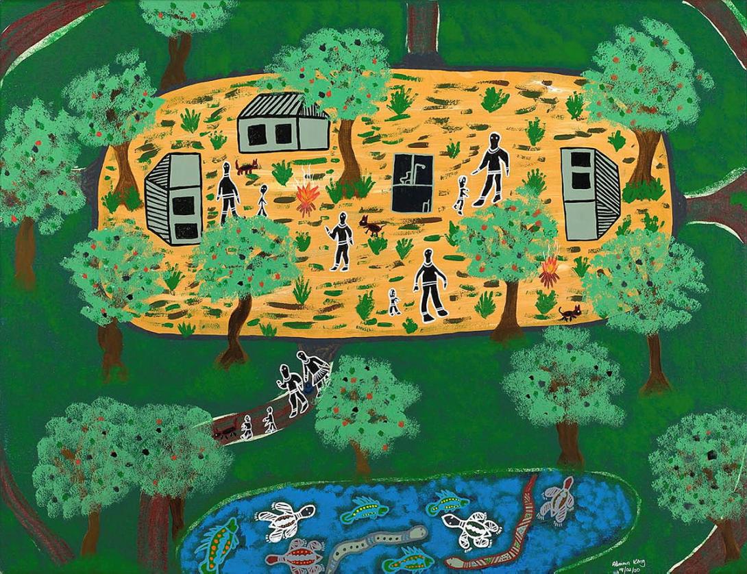 Artwork Wenlock Outstation this artwork made of Synthetic polymer paint on canvas, created in 2001-01-01