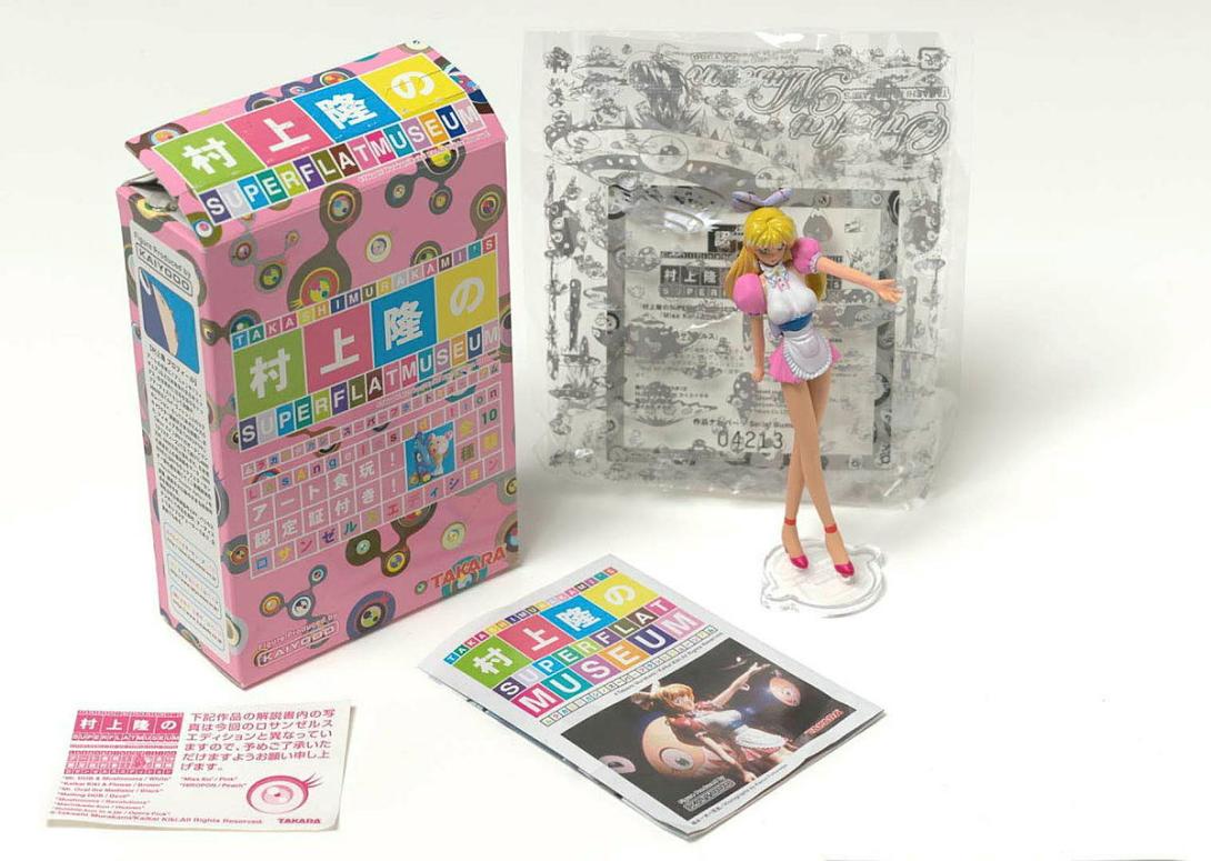 Artwork Miss Ko2 / Pink / Opera Pink (from the 'SUPERFLAT MUSEUM' series by Takashi Murakami) this artwork made of Plastic figurine in pink cardboard box with leaflets, created in 2003-01-01
