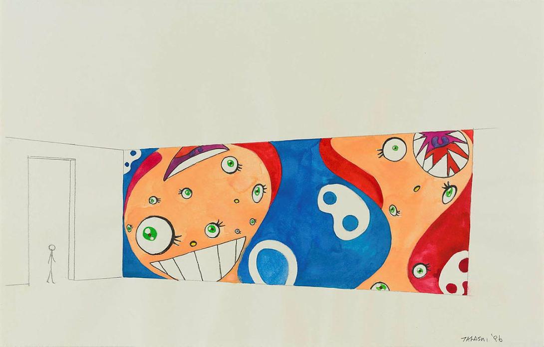Artwork DOB Wall Painting Plan this artwork made of Pencil and watercolour on paper, created in 1996-01-01
