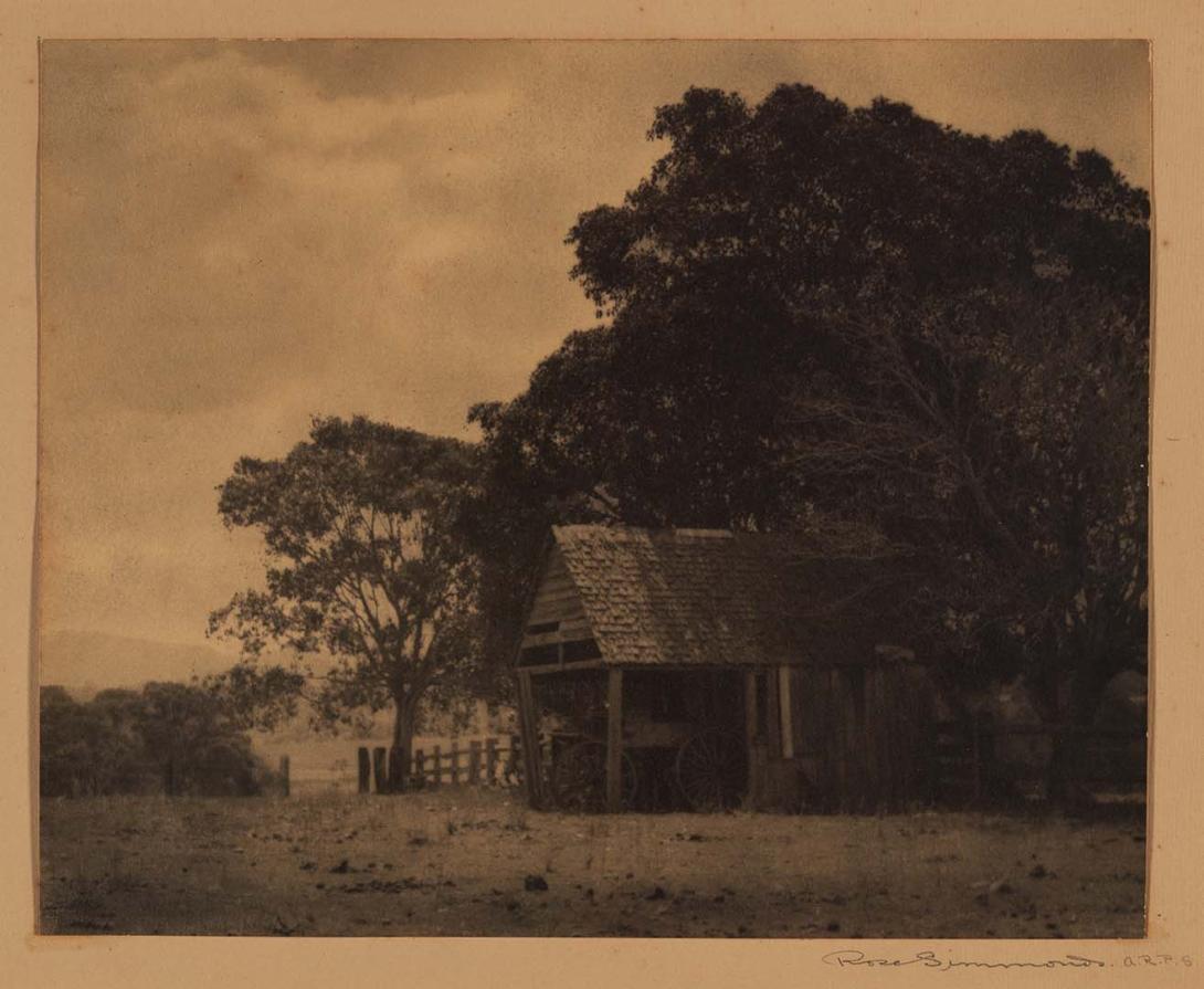 Artwork (Farm landscape with shed and cart) this artwork made of Gelatin silver photograph on paper, created in 1931-01-01