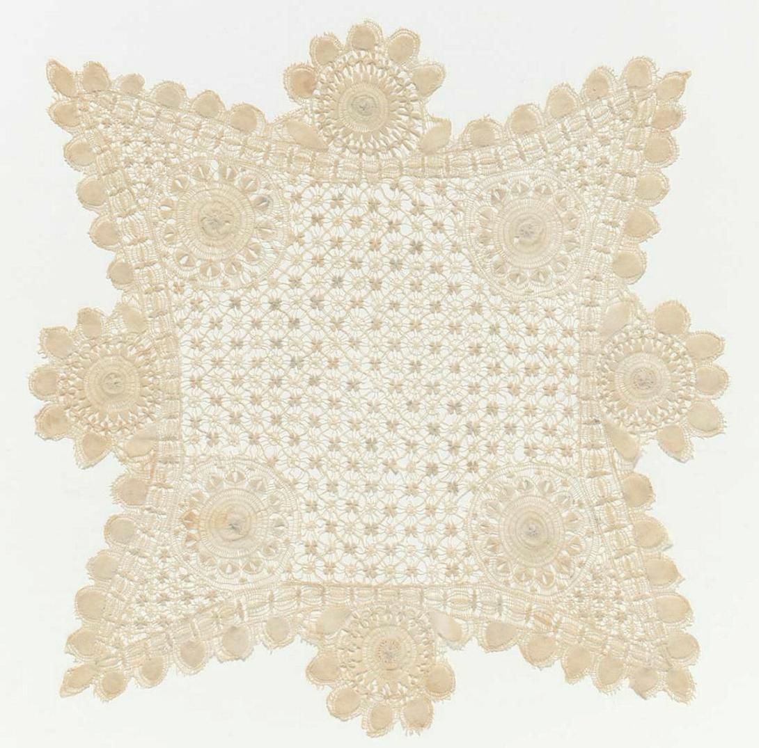 Artwork Nine D'Oylys this artwork made of Handmade nan-du-ti lace, created in 1915-01-01