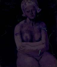 A view of Pablo PICASSO's portrait 'La Belle Hollandaise' photographed under UV light.
