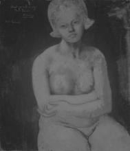 A view of Pablo PICASSO's portrait 'La Belle Hollandaise' photographed under IR light.