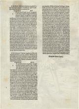 The back view of Albrecht DÜRER's 'St John Devouring the Book' print depicting text in Latin.