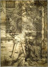 A view of Albrecht DÜRER's 'St John Devouring the Book' print seen through Transmitted Light.