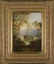 An oil painting by Isaac Walter Jenner in a gold frame.