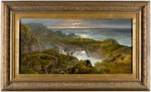 An oil painting by Isaac Walter Jenner housed in a gold frame.