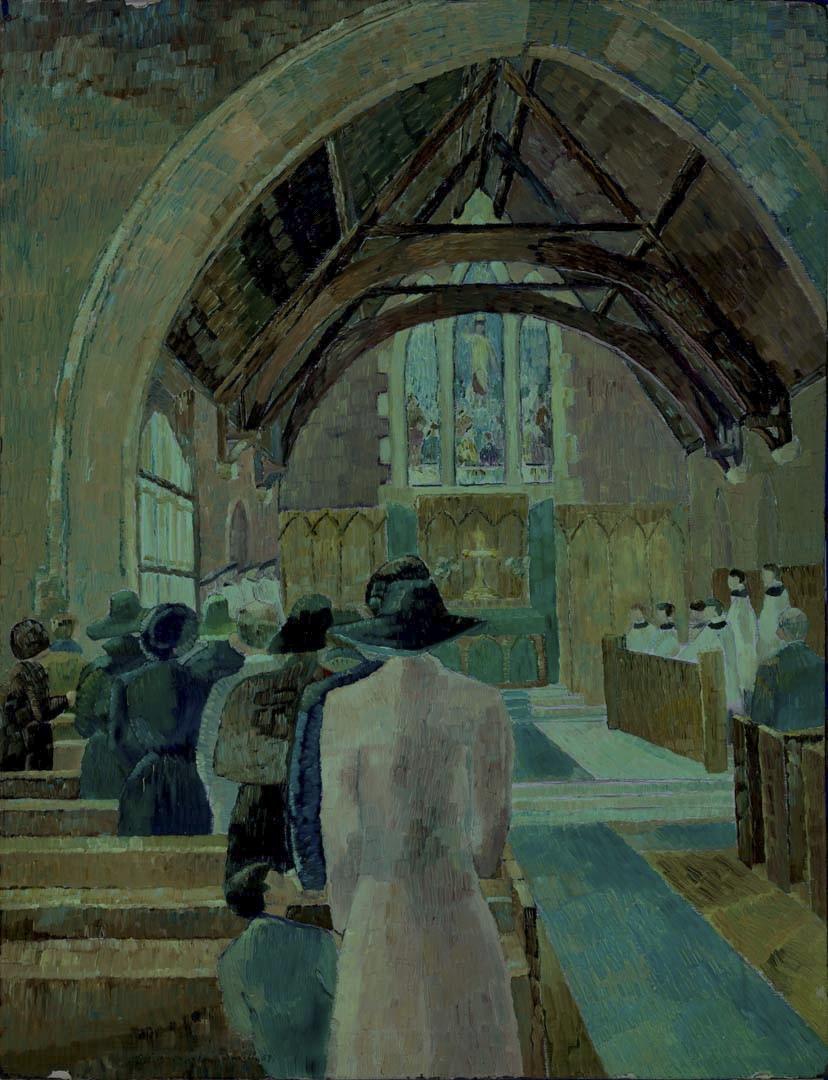 Underdrawing of the artwork Church interior c.1941-42 (inscr. 1937)