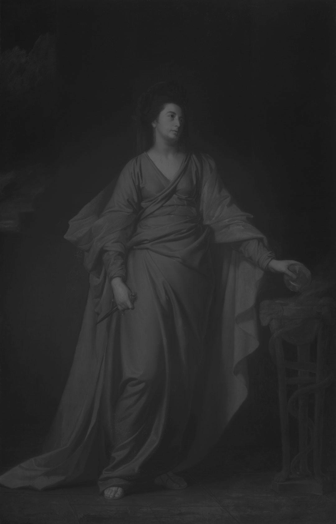 Slider: Near-infrared, Mrs Yates as the Tragic Muse, Melpomene 1771 ROMNEY, George
