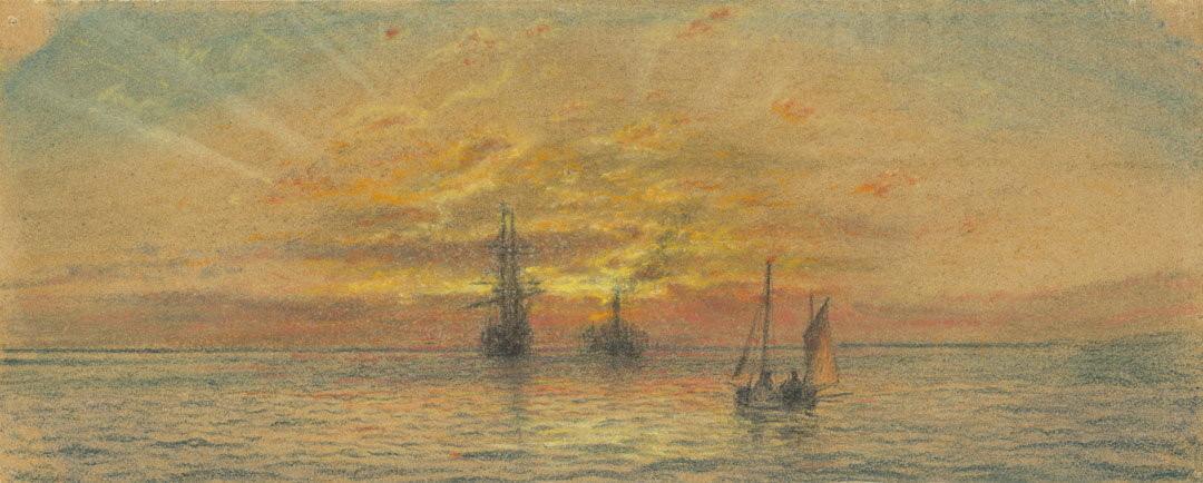 Slider: Raking light, Sunset sea c.1888 JENNER, Isaac Walter