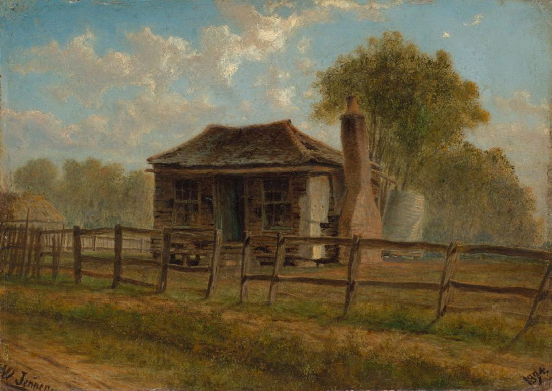 Slider: Raking light, Slab cottage, Bowen Hills 1894 JENNER, Isaac Walter