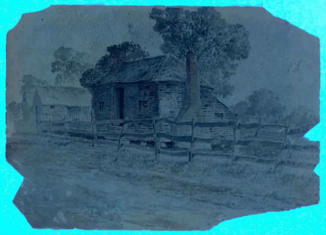 Slider: UV, Sketch for 'Slab cottage, Bowen Hills' 1894 JENNER, Isaac Walter