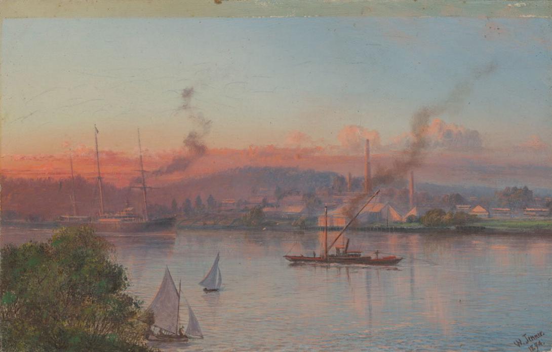 Slider: Raking light, Brisbane River, Bulimba Reach 1894 JENNER, Isaac Walter