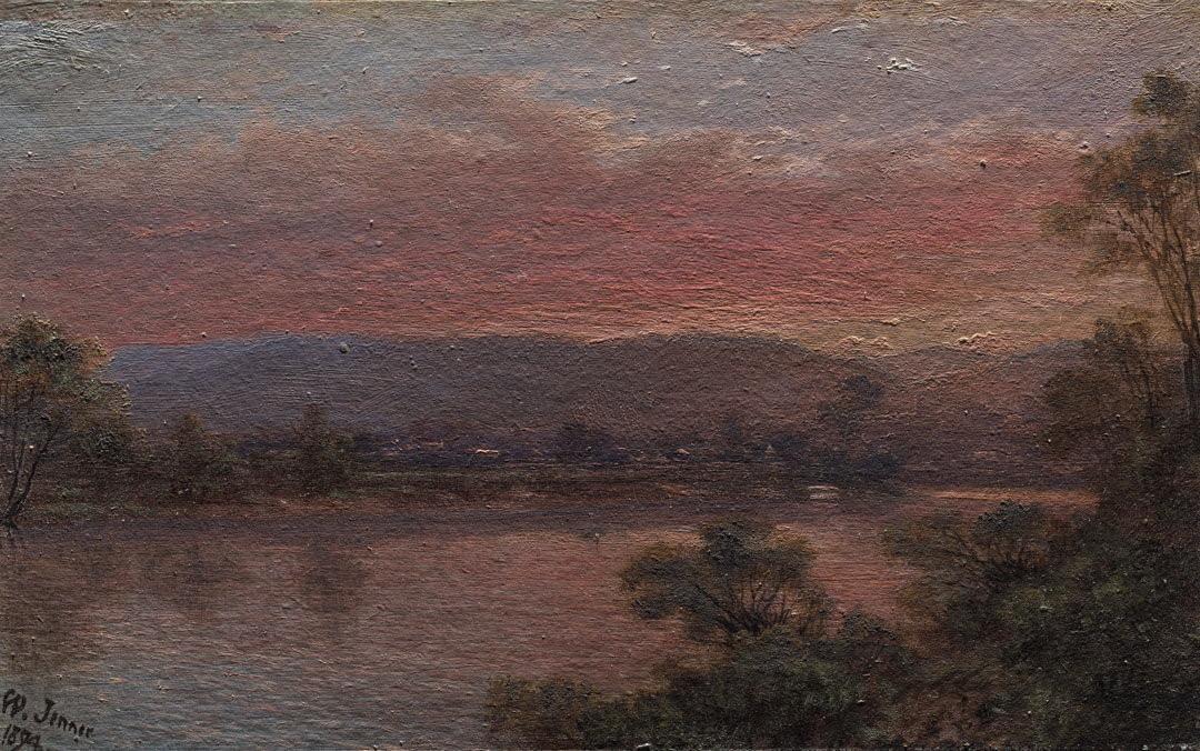 Slider: Raking light, Brisbane River, from North Quay looking towards Toowong 1894 JENNER, Isaac Walter