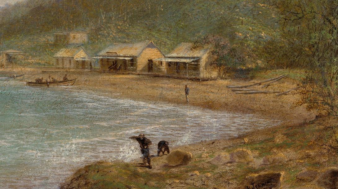 Isaac Walter Jenner's Kelly & Cussen's Pearl Shelling Station on Prince of Wales Island, Torres Straits (detail) 1897