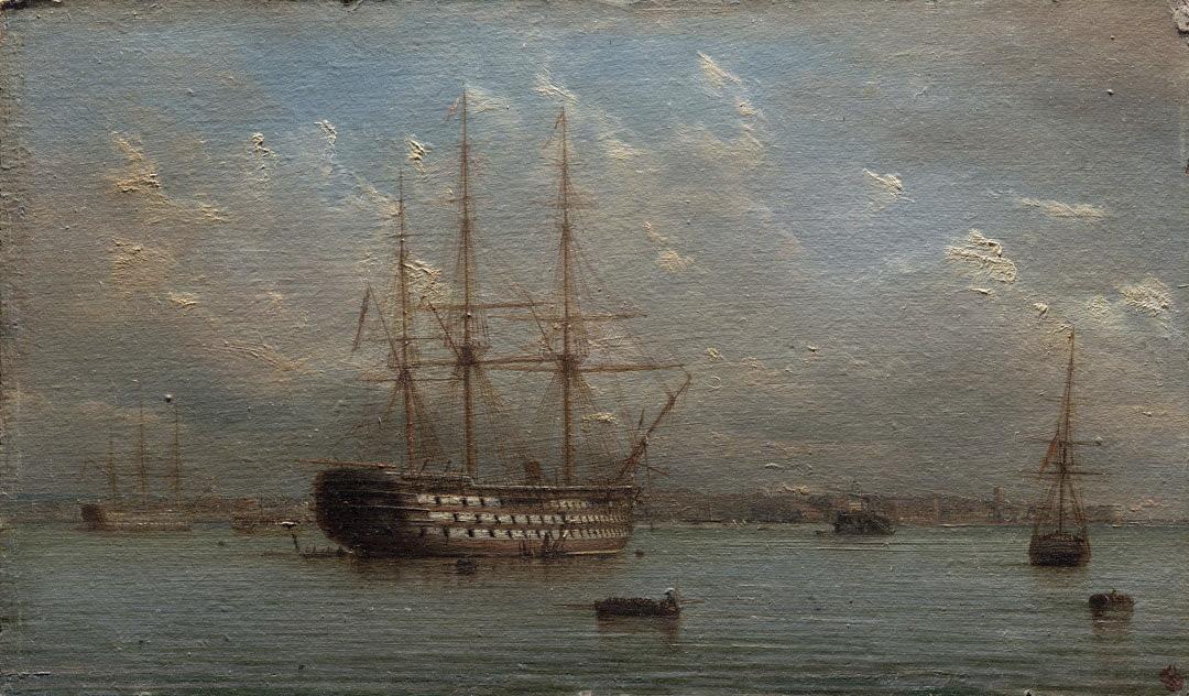 lider: Raking light, HMS Victory at Portsmouth c.1881 JENNER, Isaac Walter