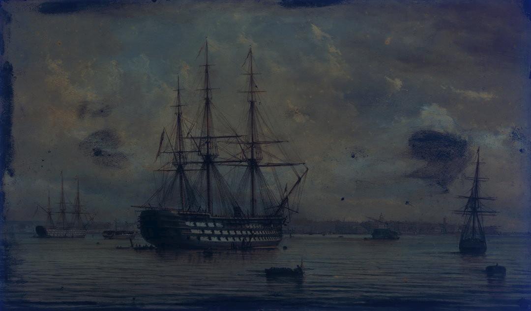 Slider: UV, HMS Victory at Portsmouth c.1881 JENNER, Isaac Walter