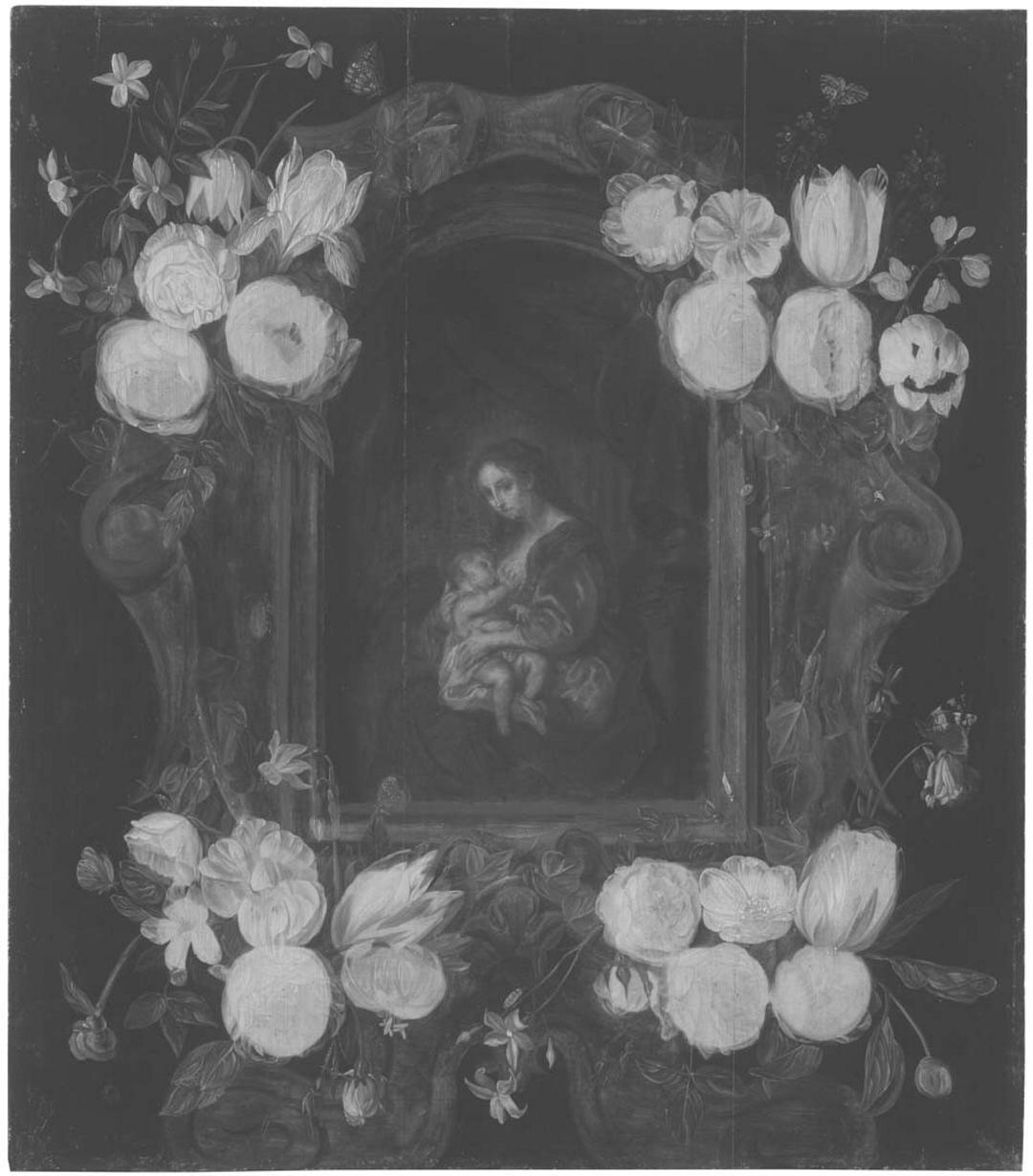 Slider: Near-infrared, Madonna and Child encircled by roses c.1650s
