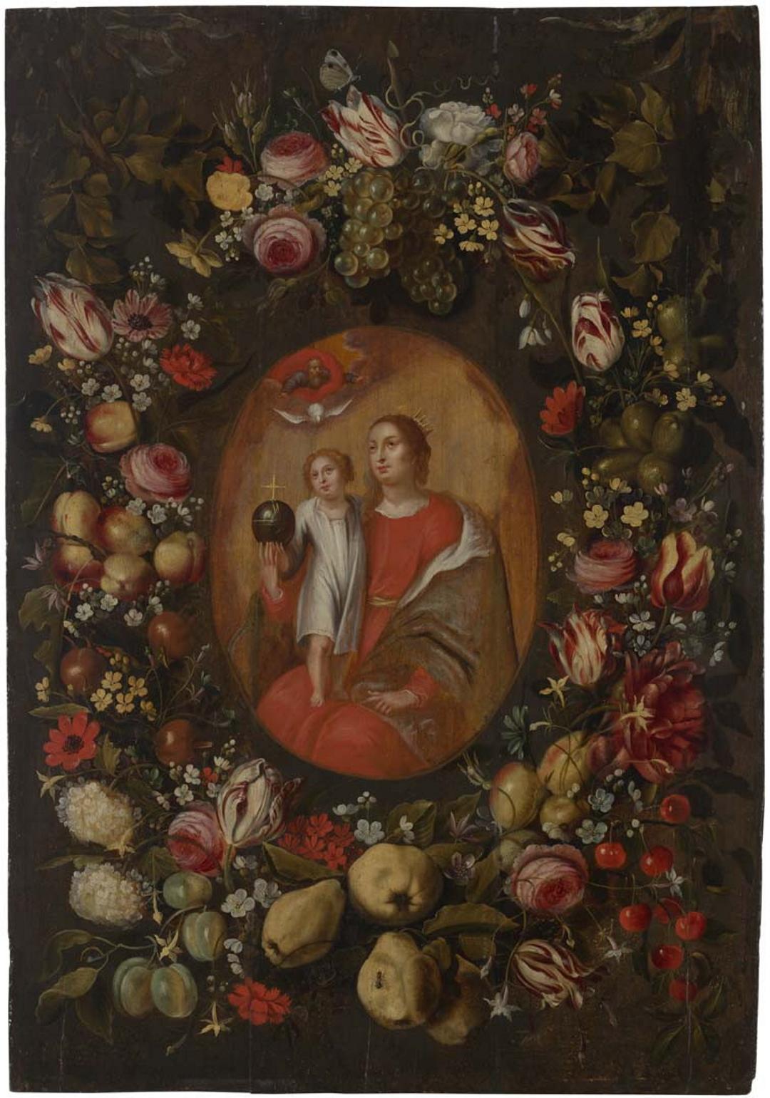 Slider: UV, Madonna and Child encircled by flowers and fruit DANIELSZ, attrib. to Andries