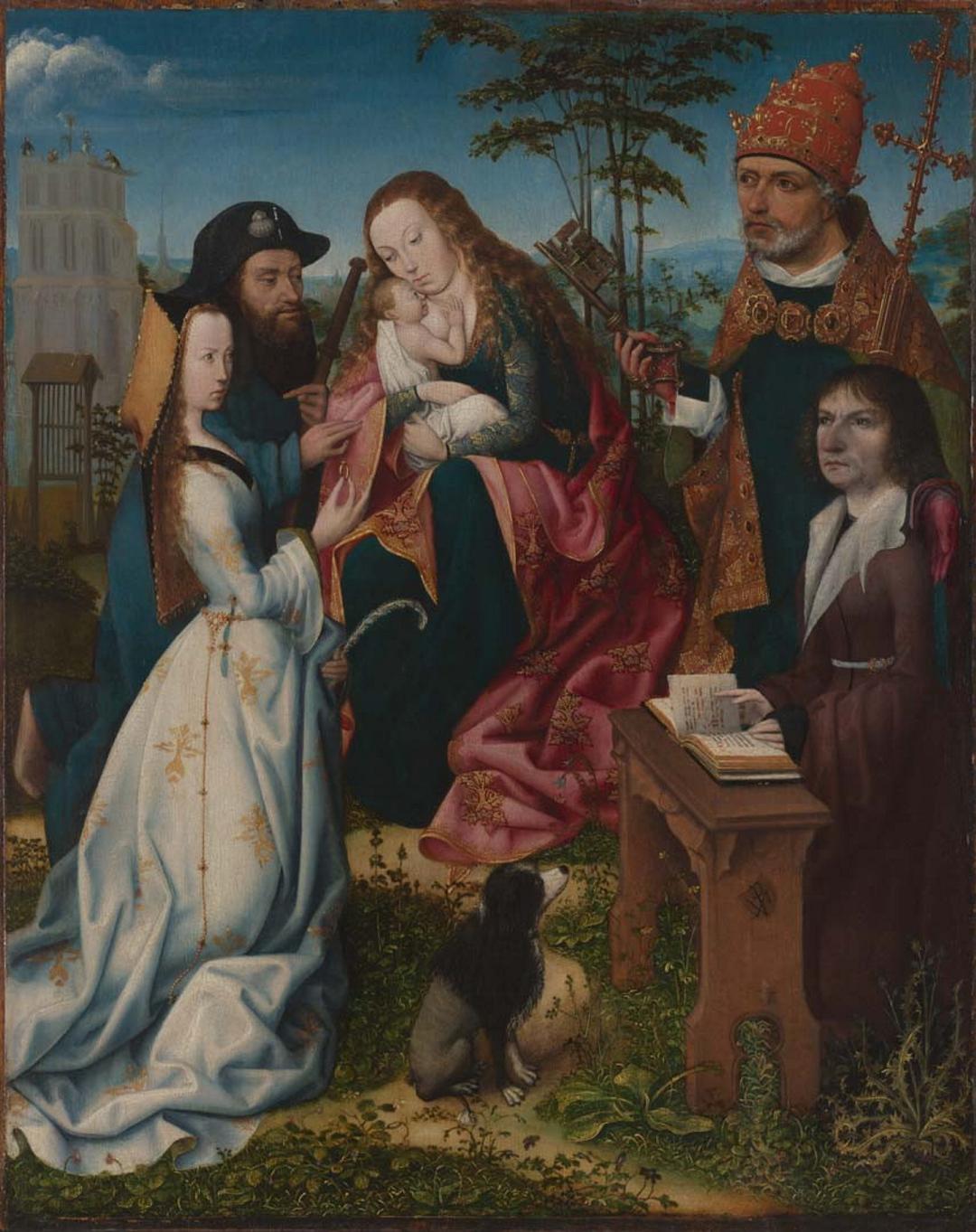 Slider: Near-infrared, Virgin and Child with Saint James the Pilgrim, Saint Catherine and the Donor with Saint Peter c.1496